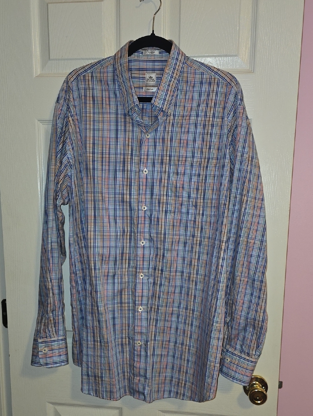 Peter Millar Blue and Brown Plaid Button-Down Shirt